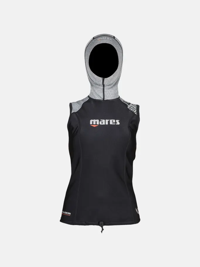 , view full size image of Front view of Product detail - Ultra Skin - Sleeveless with Hood - She Dives
