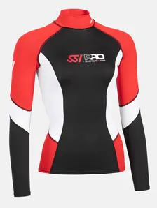 Display front view 1 of Product detail - Ladies Rash Guard - Standard Fit black/white/red