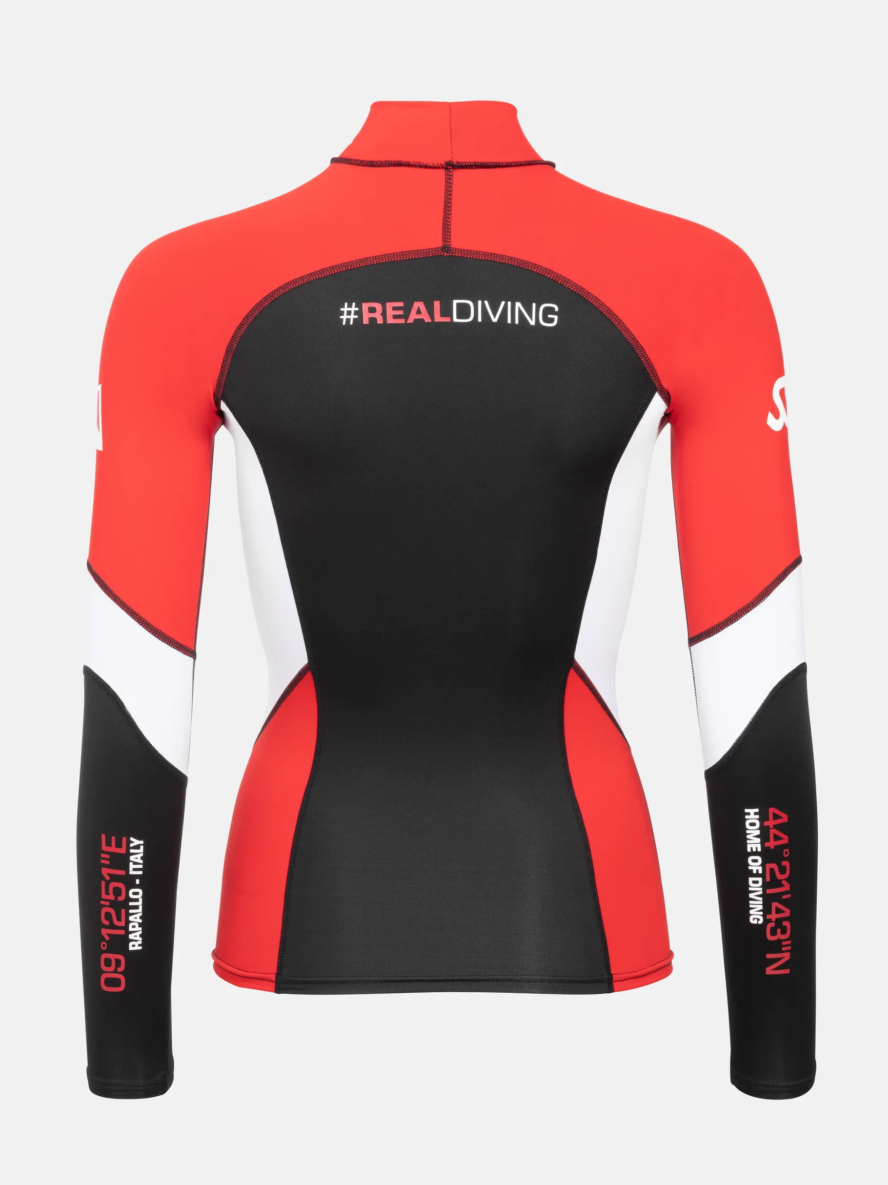 , Ansicht Großes Bild der Vorderseite Product detail - Ladies Rash Guard - Standard Fit black/white/red