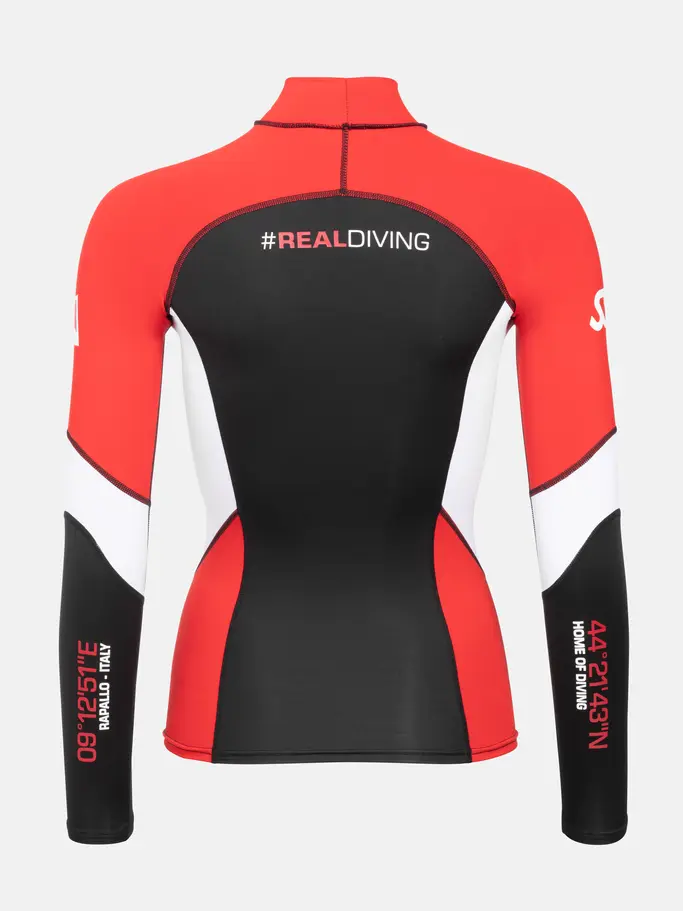 , Ansicht Großes Bild der Vorderseite Product detail - Ladies Rash Guard - Standard Fit black/white/red