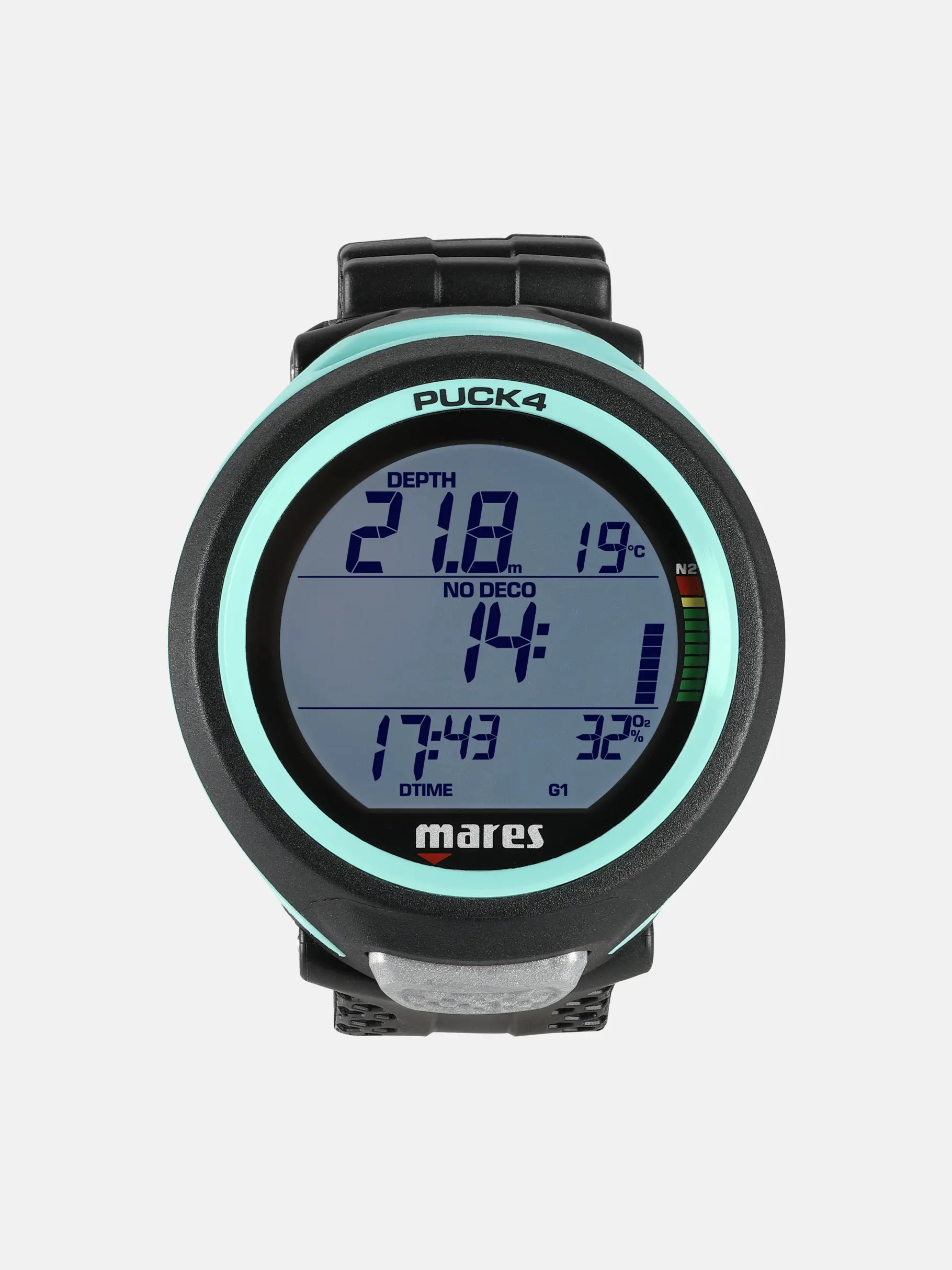 , view full size image of Front view of Product detail - Puck 4 black/aqua