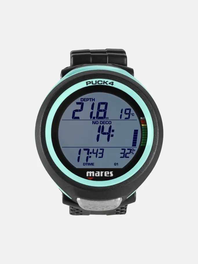 , view full size image of Front view of Product detail - Puck 4 black/aqua