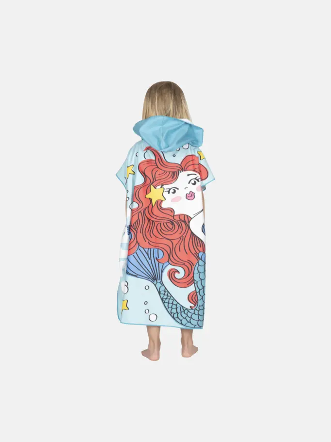 , view full size image of Front view of Product detail - Seaside Poncho Junior aqua