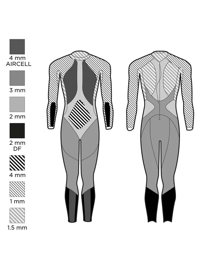 Out of Stock, visualizzare l'immagine full size della vista frontale di Product detail - Mens Open Water X-TREAM FS 4.3.2 Fullsuit black/blue