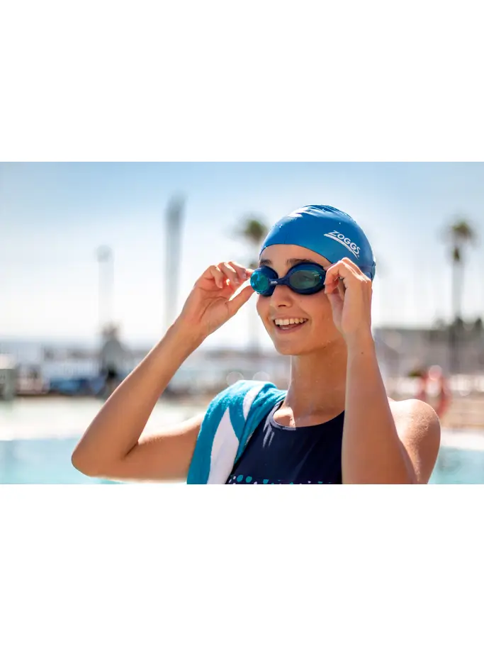 , view full size image of Front view of Product detail - Bondi Swimming Goggles Navy/White - Tinted Blue Lens