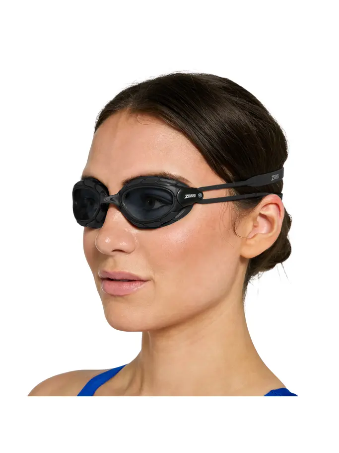 , view full size image of Front view of Product detail - Predator Goggles Smoke Lens Black/Black - Tint Smoke Lens