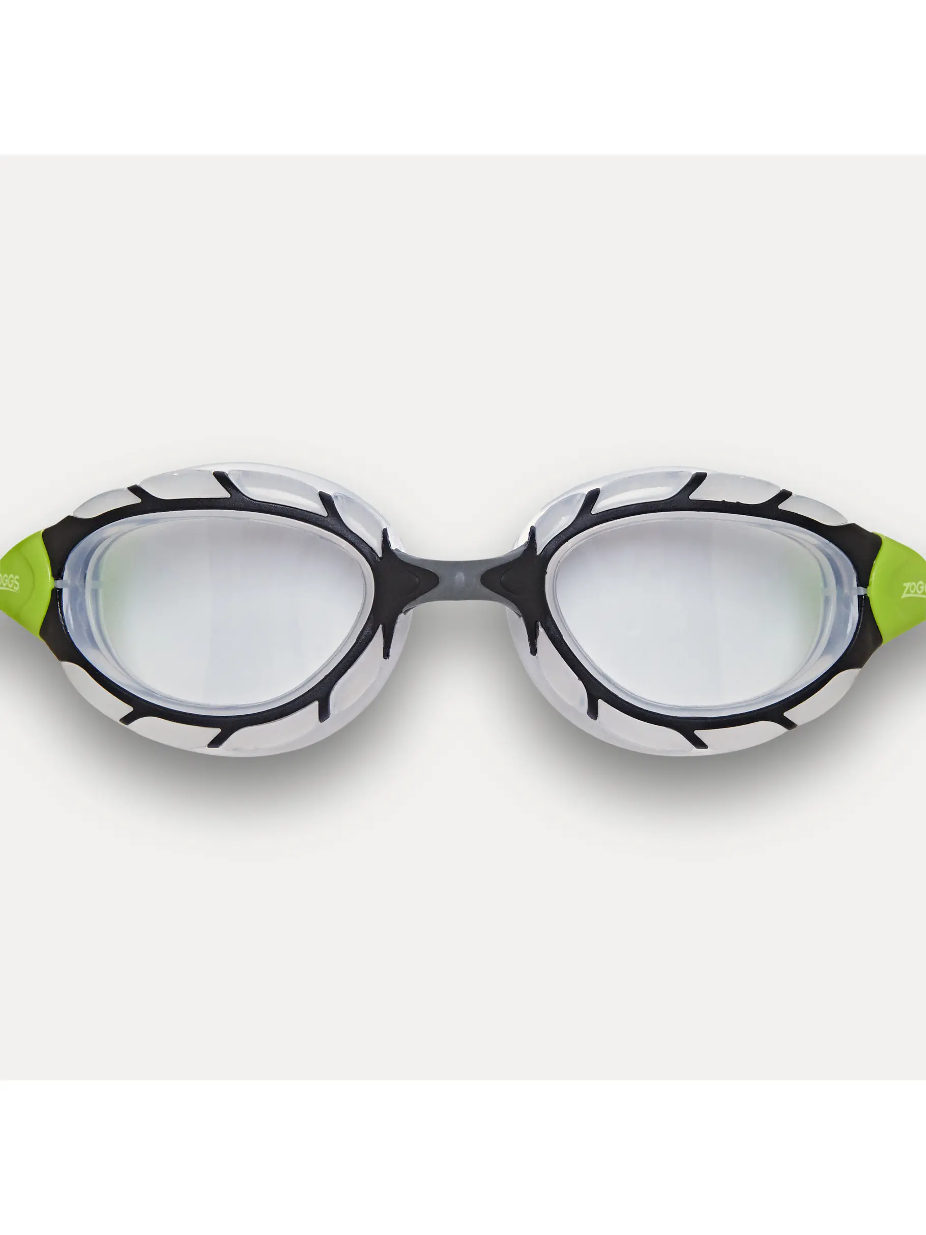 , view full size image of Front view of Product detail - Predator Flex Swimming Goggles - Clear Lens Black/Green - Clear Lens