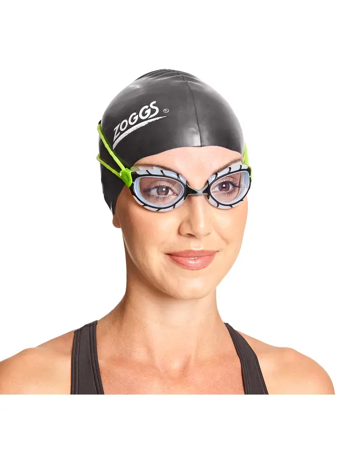 , view full size image of Front view of Product detail - Predator Swimming Goggles - Clear Lens Black/Green - Clear Lens