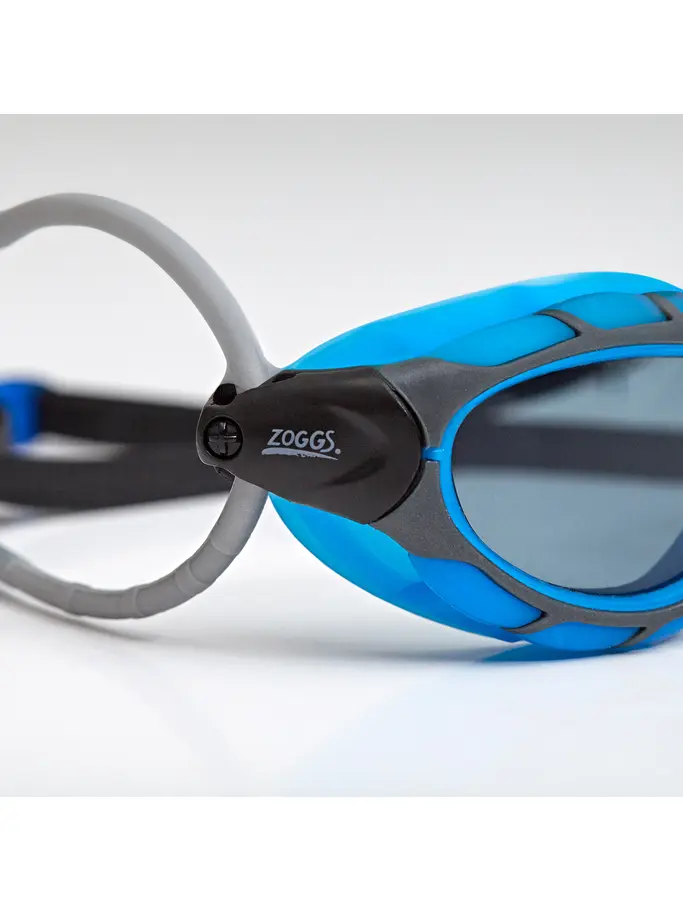 Sale,Clearance, view full size image of Front view of Product detail - Predator Goggles Smoke Lens Blue/Black - Tinted Smoke Lens