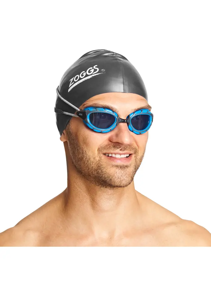 Sale,Clearance, view full size image of Front view of Product detail - Predator Goggles Smoke Lens Blue/Black - Tinted Smoke Lens