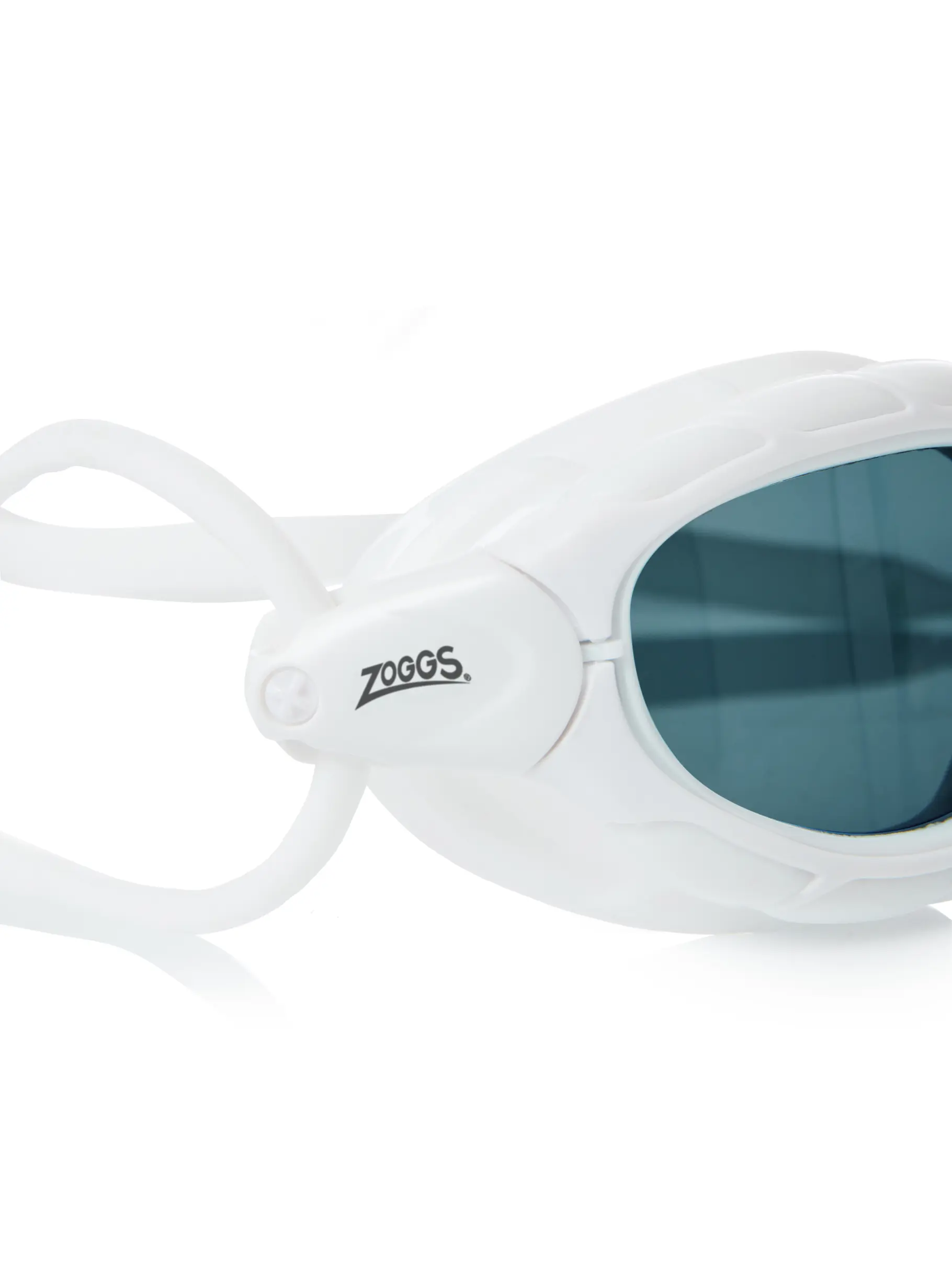, view full size image of Front view of Product detail - Predator Flex Swimming Goggles - Tint Smoke Lens White - Tinted Smoke Lens