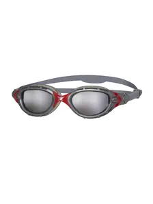 Display front view 1 of Product detail - Predator Flex Original Swimming Goggles Silver/Red - Mirrored Smoke Lens