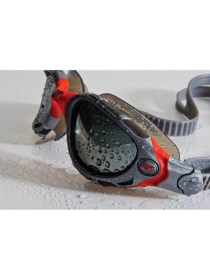 , view full size image of Front view of Product detail - Predator Flex Original Swimming Goggles Silver/Red - Mirrored Smoke Lens