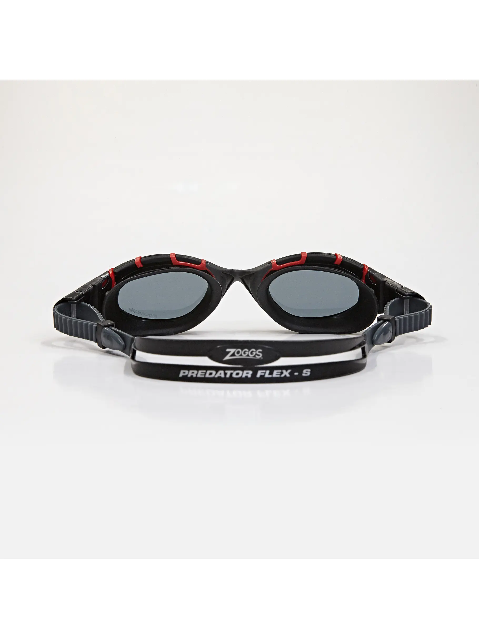 , Ansicht Großes Bild der Vorderseite Product detail - Predator Flex Swimming Goggles - Polarized Lens Black/Red - Polarized Smoke Lens