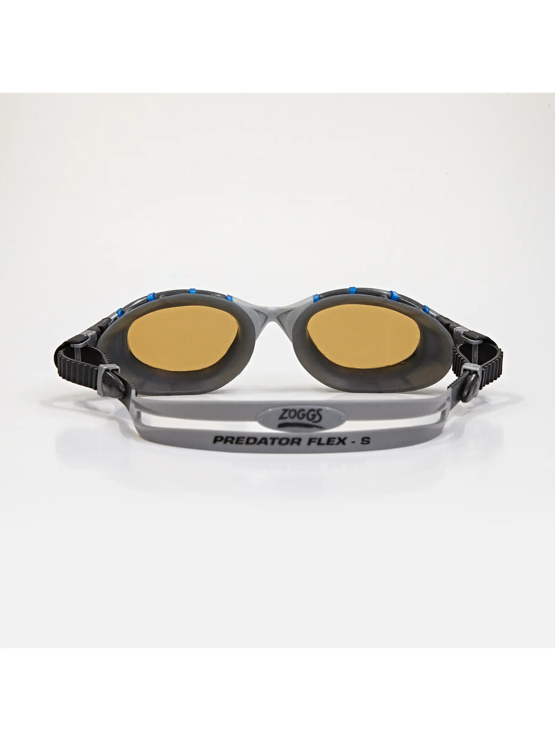 , view full size image of Front view of Product detail - Predator Flex Polarized Ultra Reactor Goggles Silver/Blue - Reactor Copper Lens