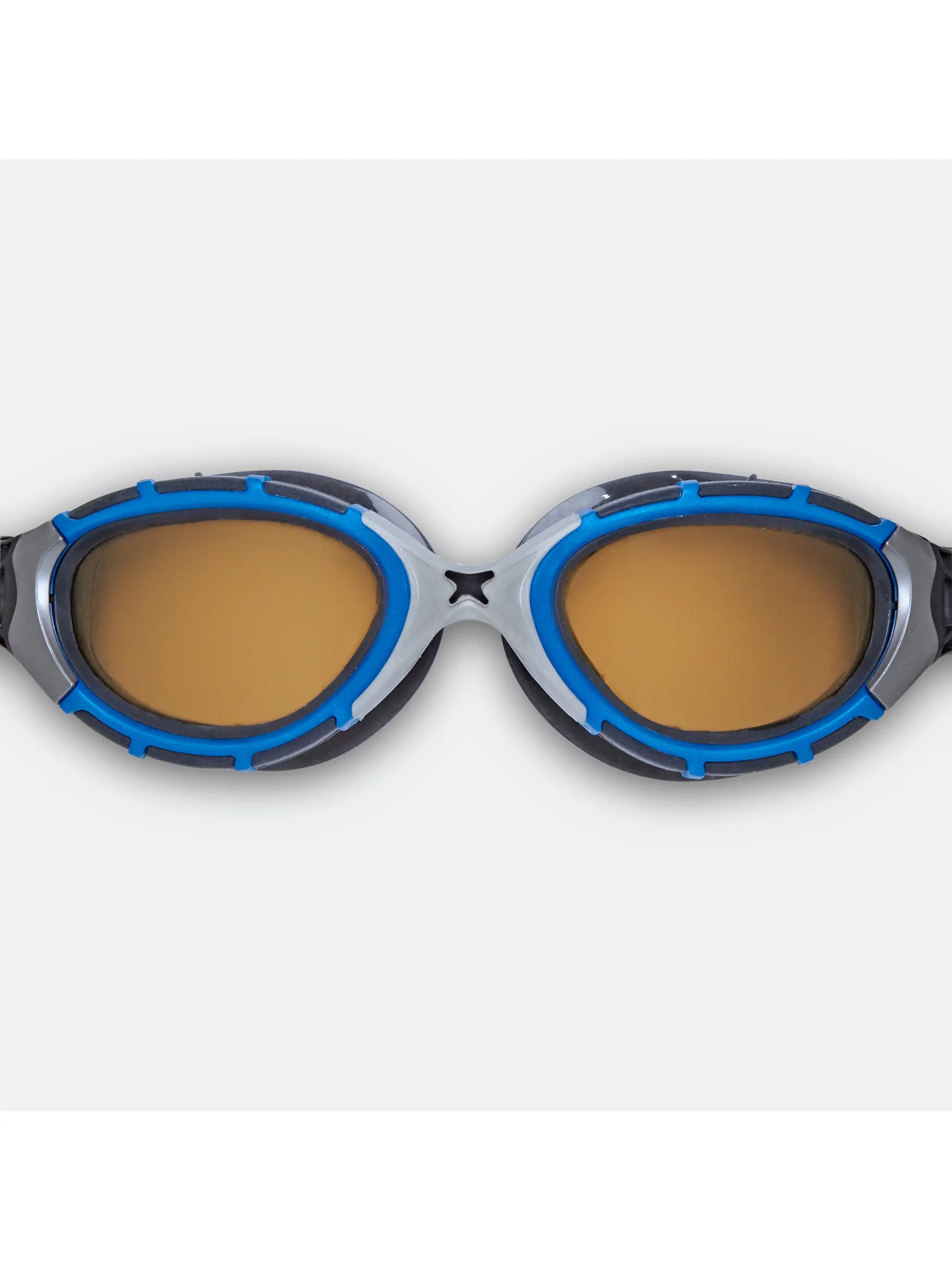 , view full size image of Front view of Product detail - Predator Flex Polarized Ultra Reactor Goggles Silver/Blue - Reactor Copper Lens