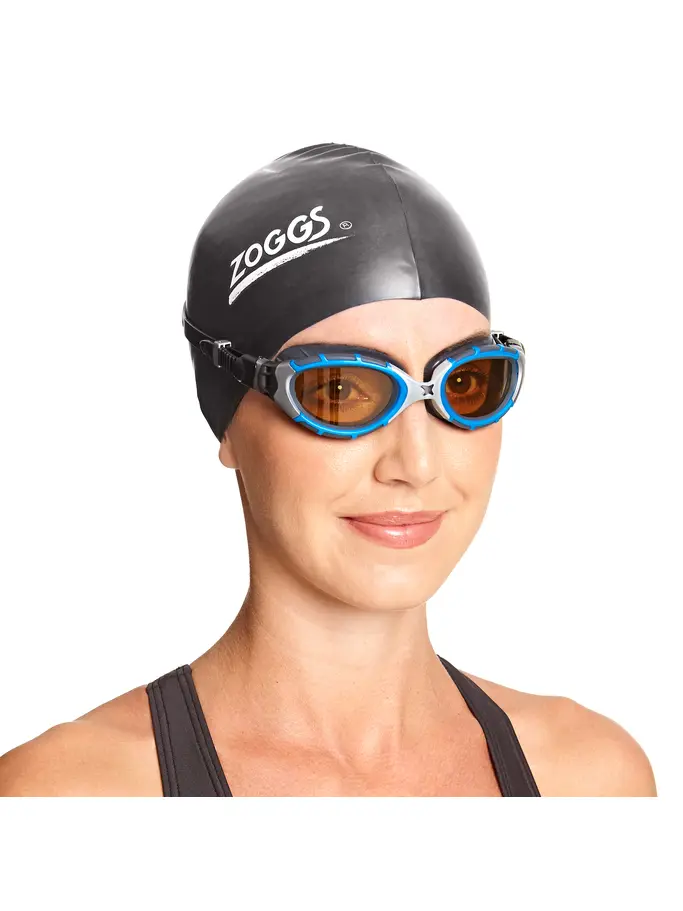 , view full size image of Front view of Product detail - Predator Flex Polarized Ultra Reactor Goggles Silver/Blue - Reactor Copper Lens