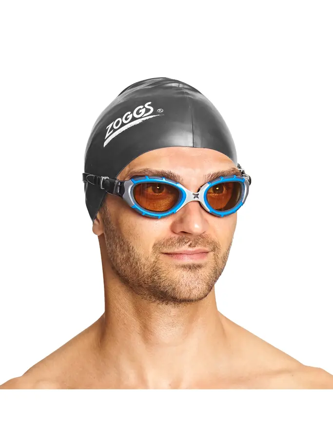 , view full size image of Front view of Product detail - Predator Flex Polarized Ultra Reactor Goggles Silver/Blue - Reactor Copper Lens