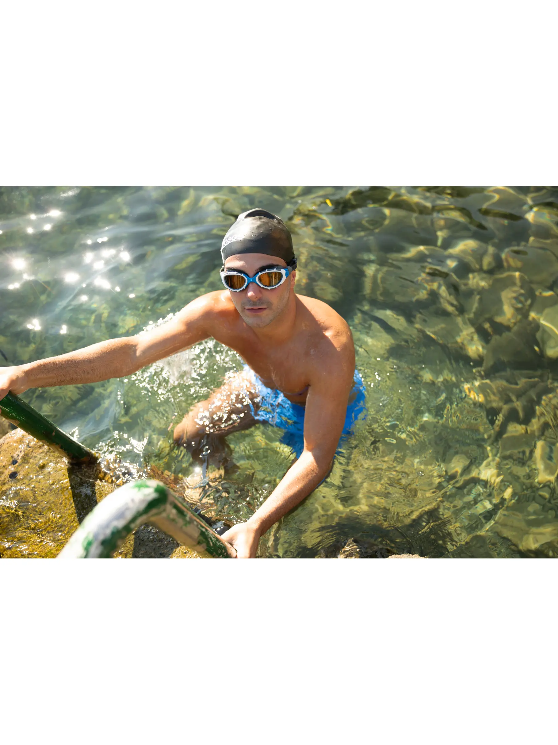 Sale, view full size image of Front view of Product detail - Predator Flex Swimming Goggles - Polarized Ultra Lens BLGYPCP