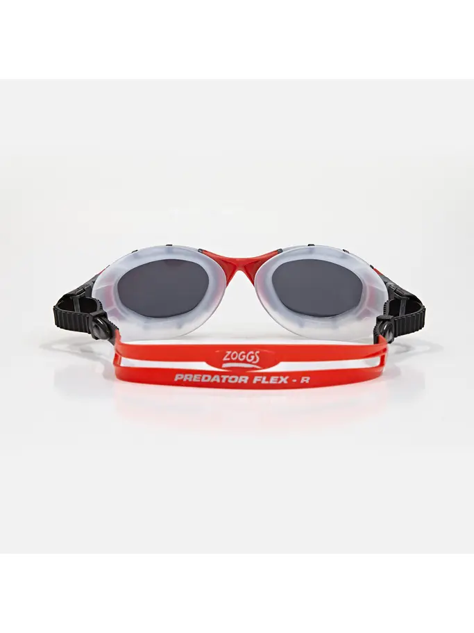 Sale, view full size image of Front view of Product detail - Predator Flex Swimming Goggles - Titanium Lens Clear/Red - Mirrored Smoke Lens