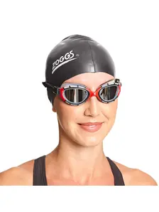 Display front view 6 of Product detail - Predator Flex Swimming Goggles - Titanium Lens Clear/Red - Mirrored Smoke Lens