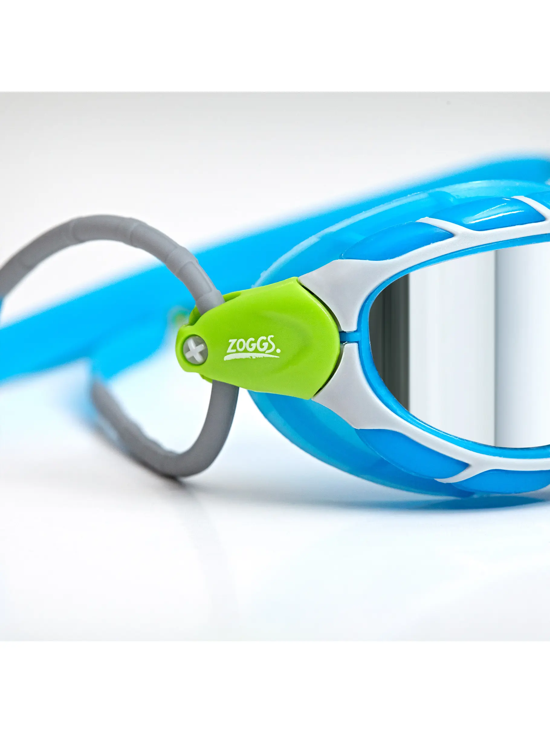 Out of Stock,Sale, view full size image of Front view of Product detail - Predator Titanium Goggles Silver/Blue - Mirrored Smoke Lens