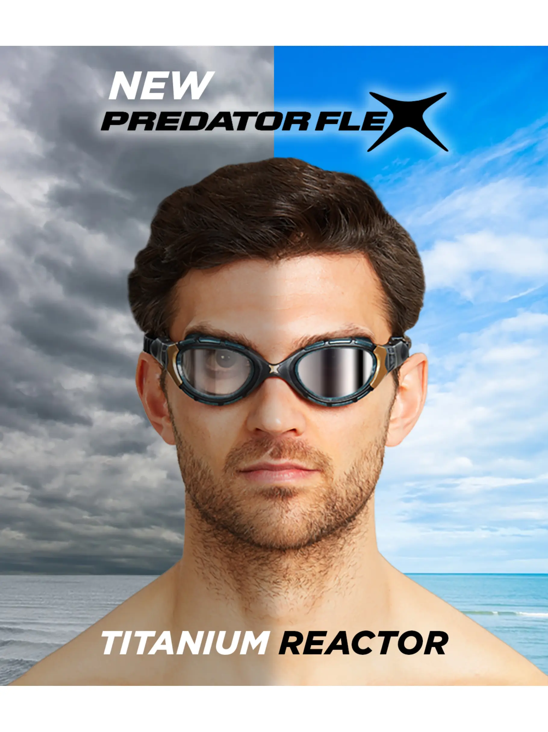 , Ver imagen de tamaño completo de Vista frontal de Product detail - Predator Flex Swimming Goggles - Titanium Reactor Lens BKGORTI