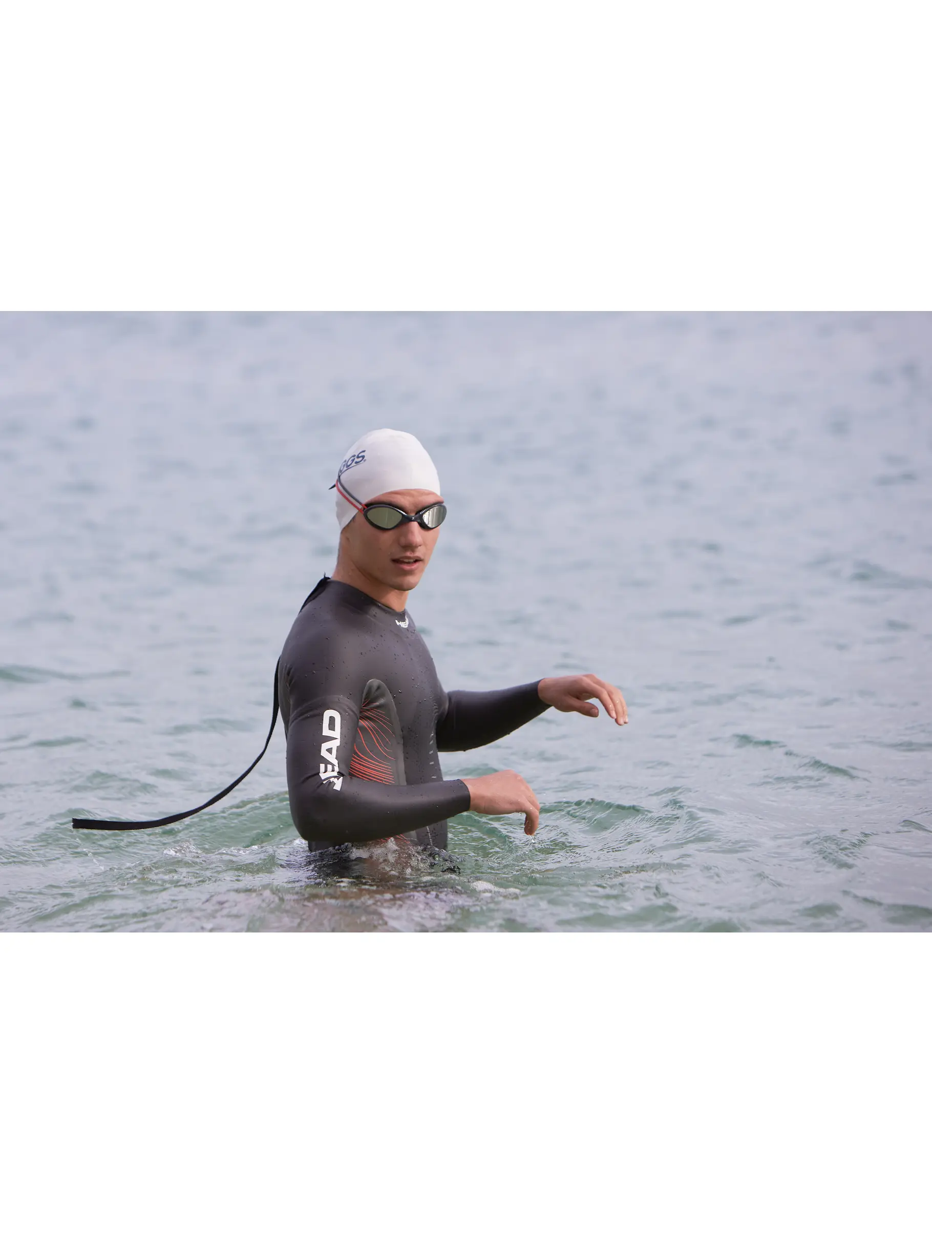 , view full size image of Front view of Product detail - Tiger Mirror Swimming Goggles Grey/Red - Mirror Smoke Lens