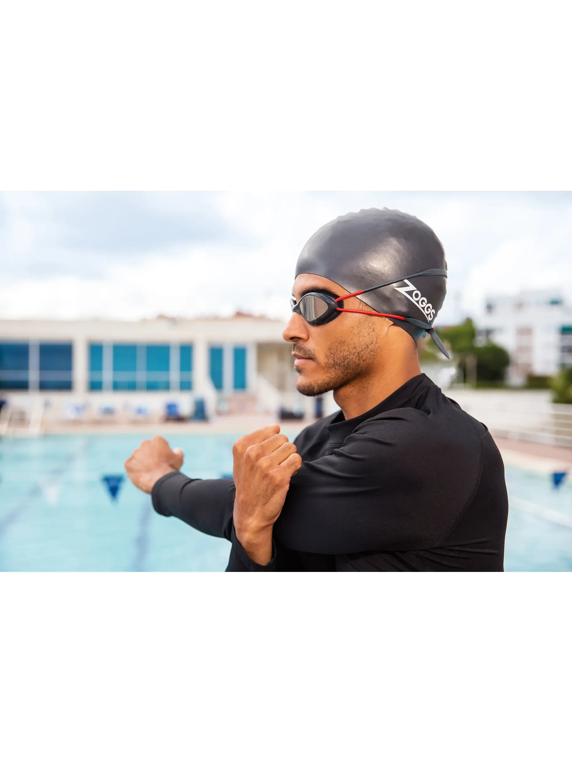, view full size image of Front view of Product detail - Tiger Mirror Swimming Goggles Grey/Red - Mirror Smoke Lens