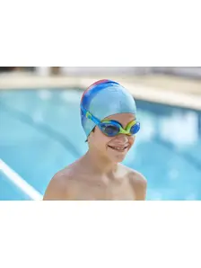 Display front view 2 of Product detail - Bondi Junior Swimming Goggles Green/Yellow - Tinted Blue Lens