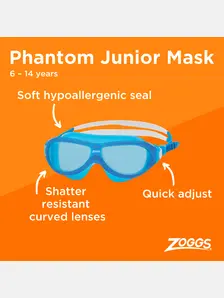 Display front view 4 of Product detail - Phantom Junior Swimming Mask Blue/White - Tinted Blue Lens