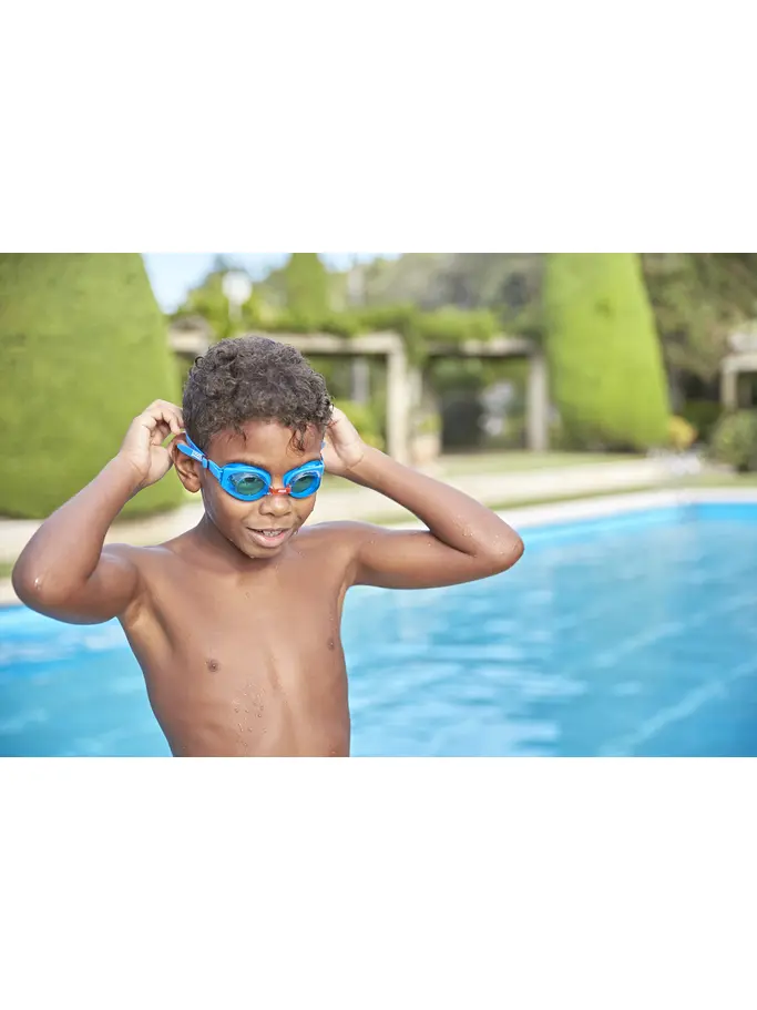 , view full size image of Front view of Product detail - Ripper Junior Swimming Goggles Blue/Red - Tinted Blue Lens
