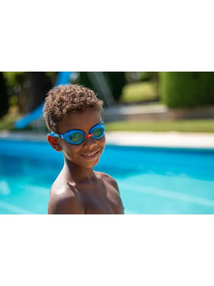 , view full size image of Front view of Product detail - Ripper Junior Swimming Goggles Blue/Red - Tinted Blue Lens