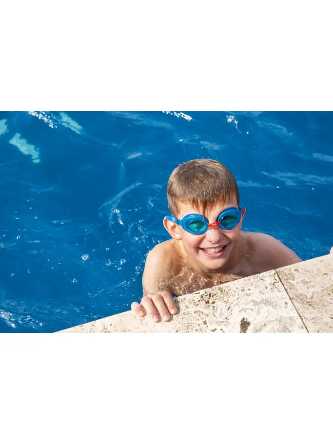 , view full size image of Front view of Product detail - Ripper Junior Swimming Goggles Blue/Red - Tinted Blue Lens