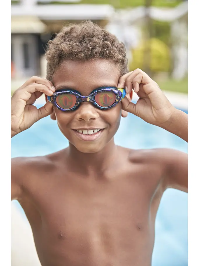 , view full size image of Front view of Product detail - Sea Demon Junior Swimming Goggles Black/Blue - Hologram Lens