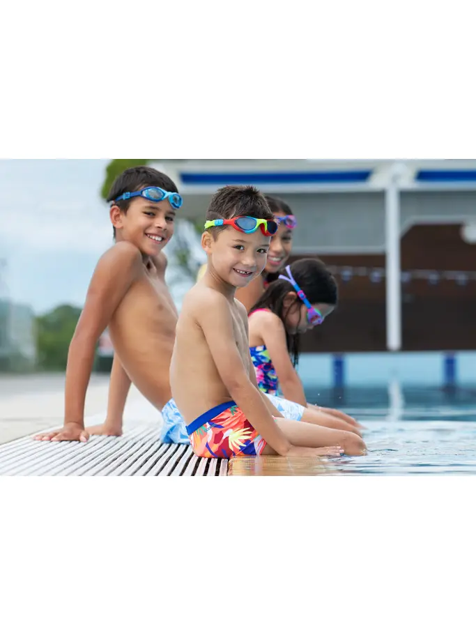 , view full size image of Front view of Product detail - Super Seal Junior Goggles Red/Blue - Tinted Blue Lens
