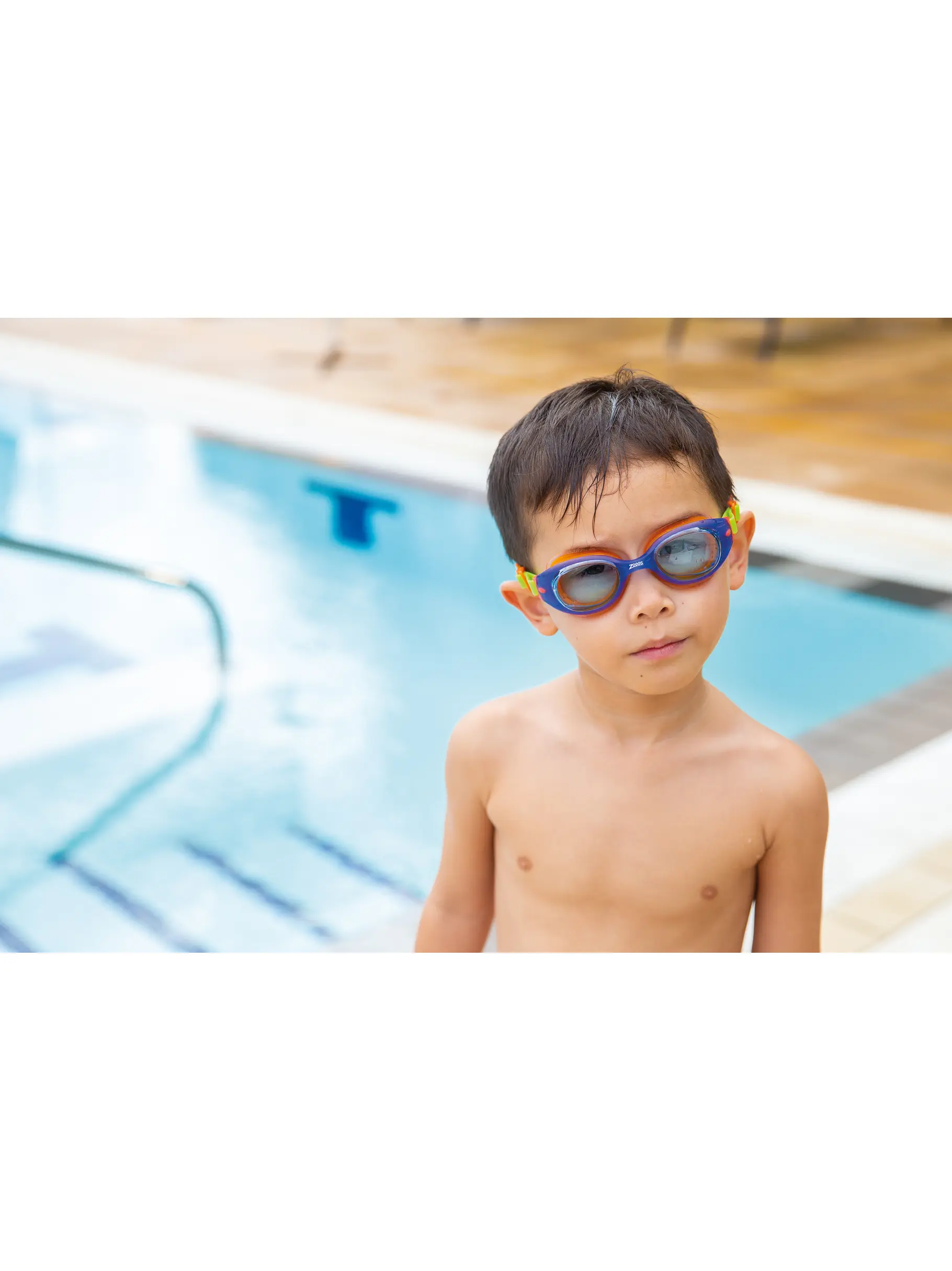 Sale,Clearance, view full size image of Front view of Product detail - Little Sonic Air Goggles Blue/Green - Tinted Blue Lens