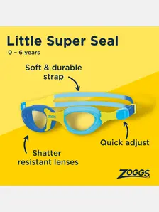 Display front view 3 of Product detail - Little Super Seal Swimming Goggles BLYLCLR