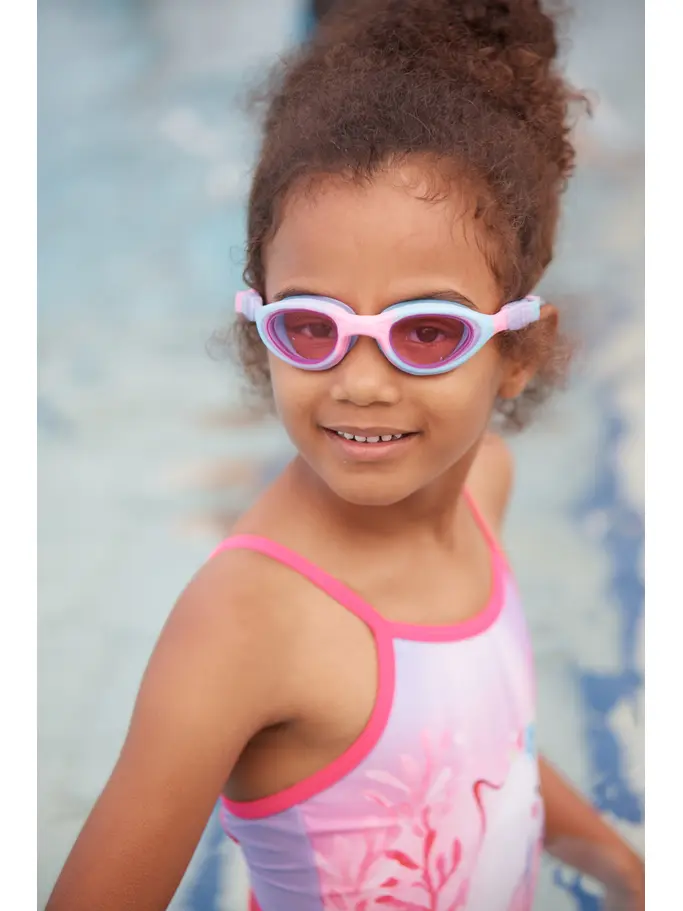 Sale,Clearance, view full size image of Front view of Product detail - Little Super Seal Goggles Pink/Purple - Tinted Pink Lens