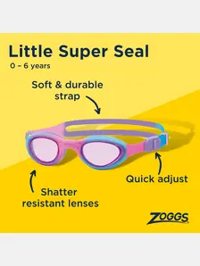 Display front view 3 of Product detail - Little Super Seal Goggles Pink/Purple - Tinted Pink Lens