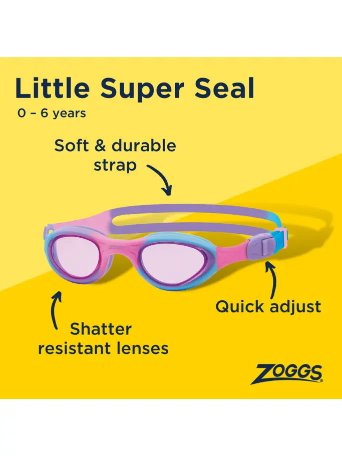 Sale,Clearance, view full size image of Front view of Product detail - Little Super Seal Goggles Pink/Purple - Tinted Pink Lens