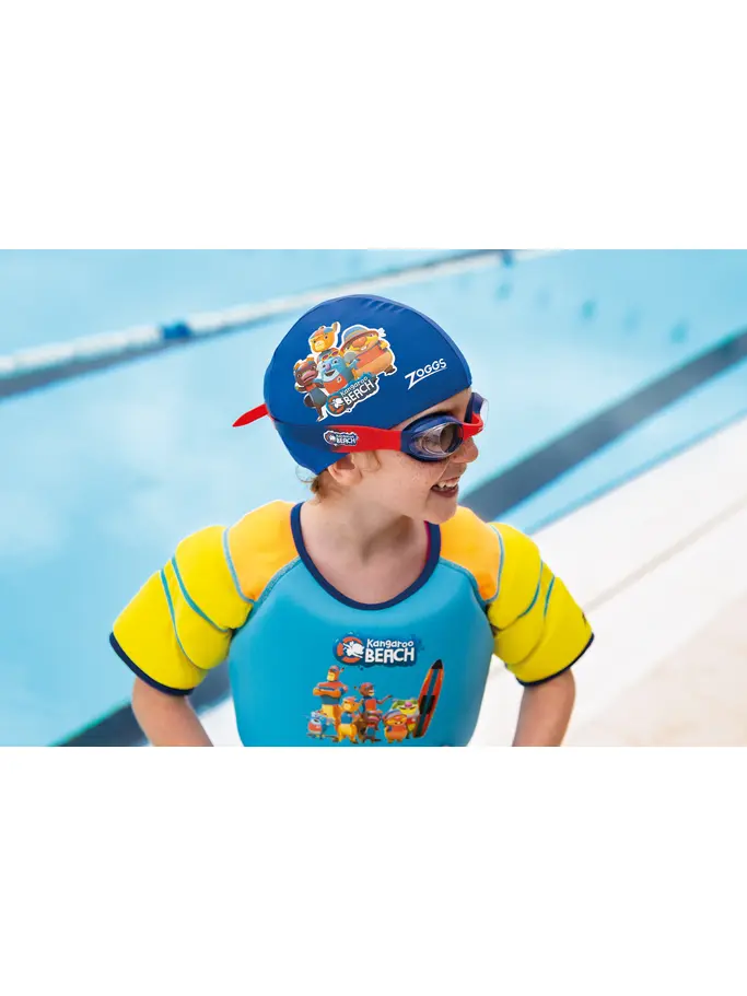 , view full size image of Front view of Product detail - Kangaroo Beach Little Cadet Swimming Goggles Blue/Red - Clear Lens