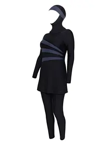 Display front view 3 of Product detail - Womens Meelup Three Piece Modesty Swimsuit BKGY