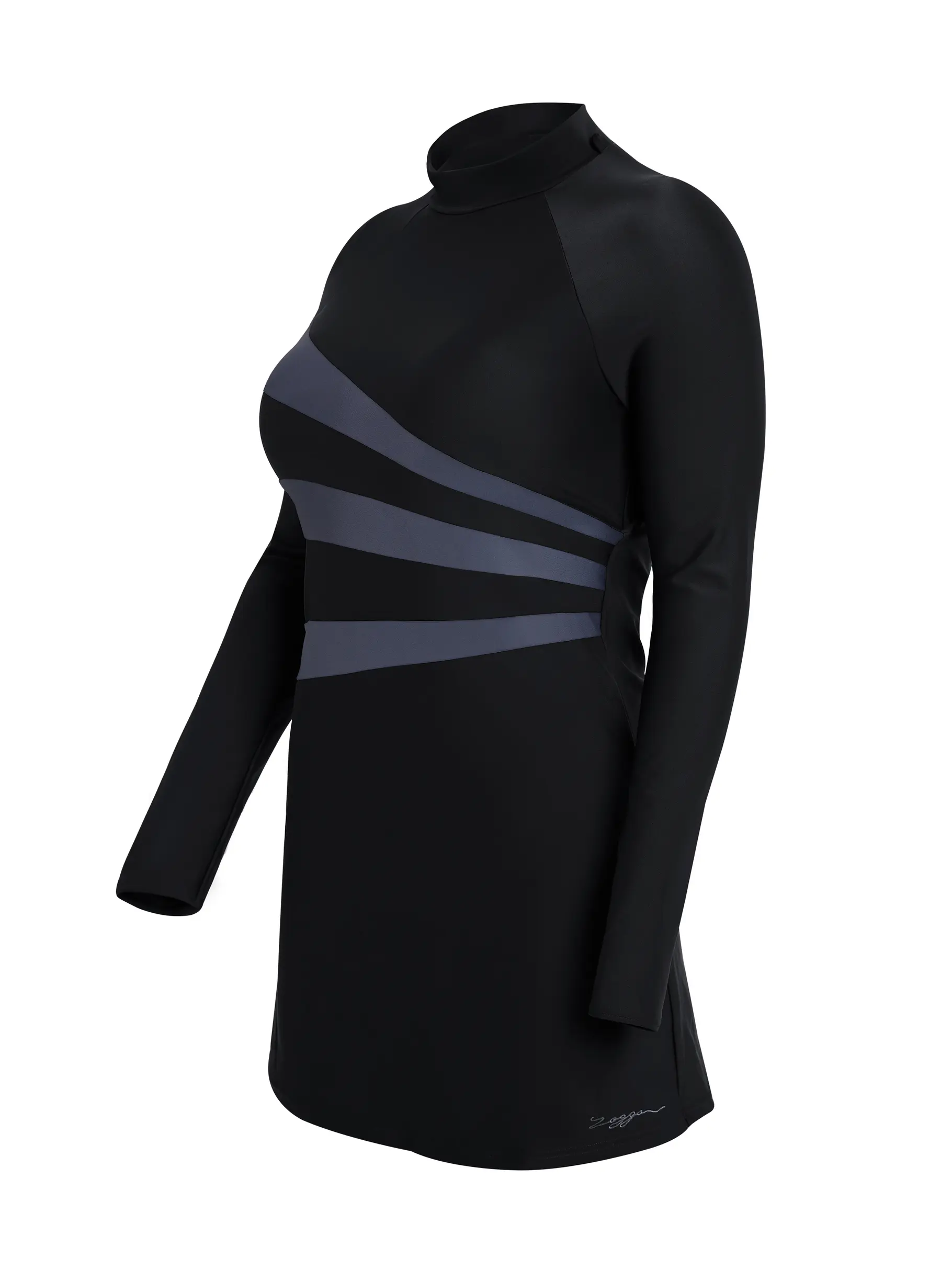 , view full size image of Front view of Product detail - Womens Meelup Three Piece Modesty Swimsuit BKGY