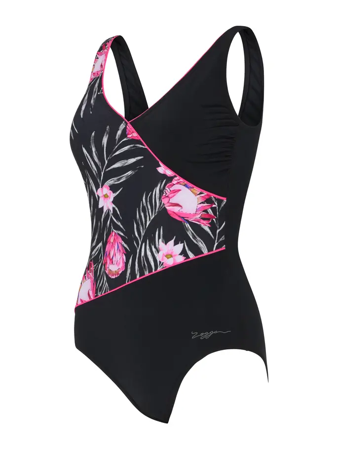 Sale,Clearance, view full size image of Front view of Product detail - Safari Leaf Wrap Front Swimsuit SAFA