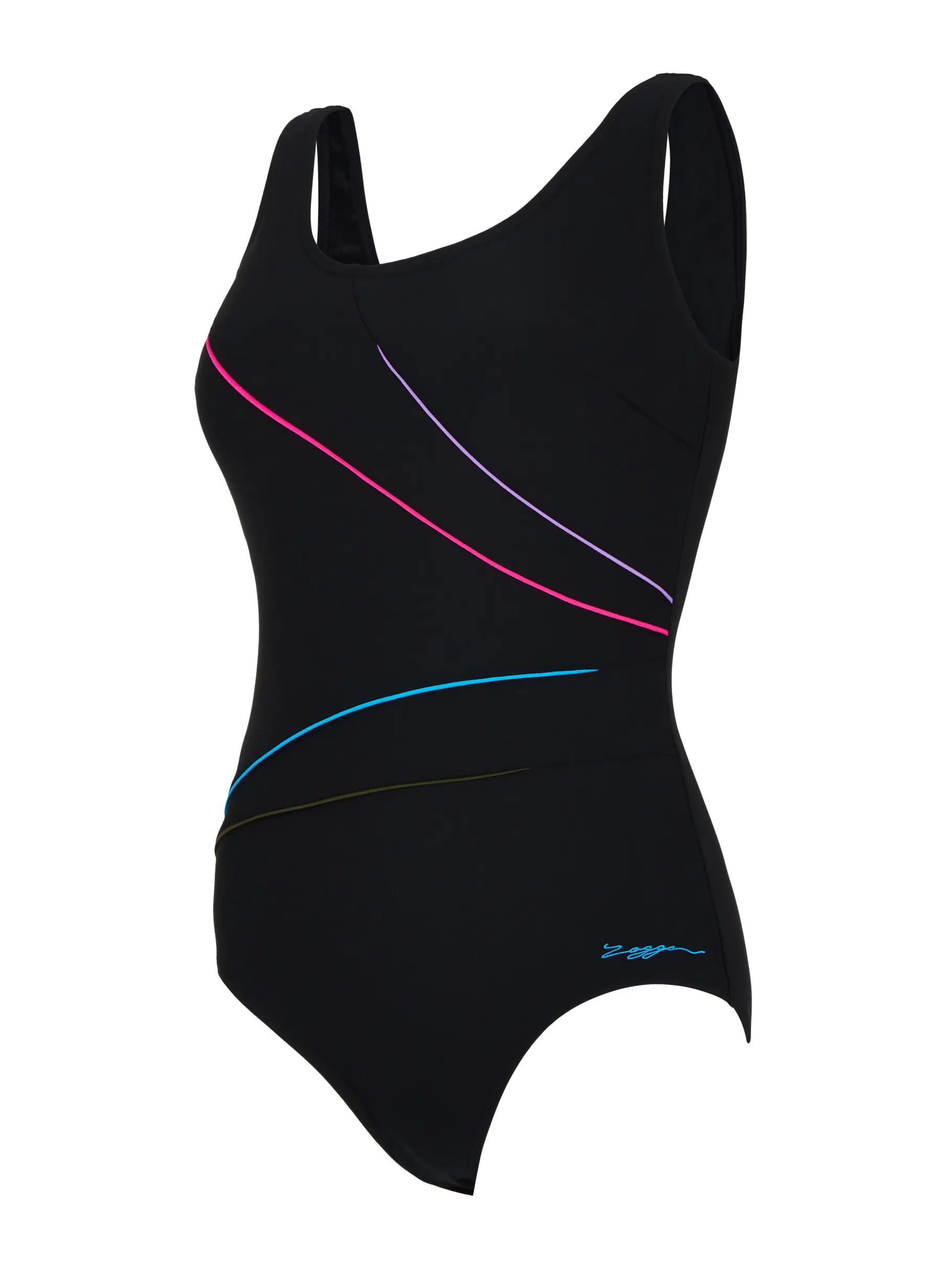, view full size image of Front view of Product detail - Macmaster Scoopback One Piece black/metal