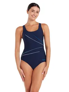 Display front view 1 of Product detail - Macmaster Scoopback One Piece Swimsuit blue/white