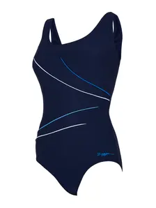 Display front view 5 of Product detail - Macmaster Scoopback One Piece Swimsuit blue/white