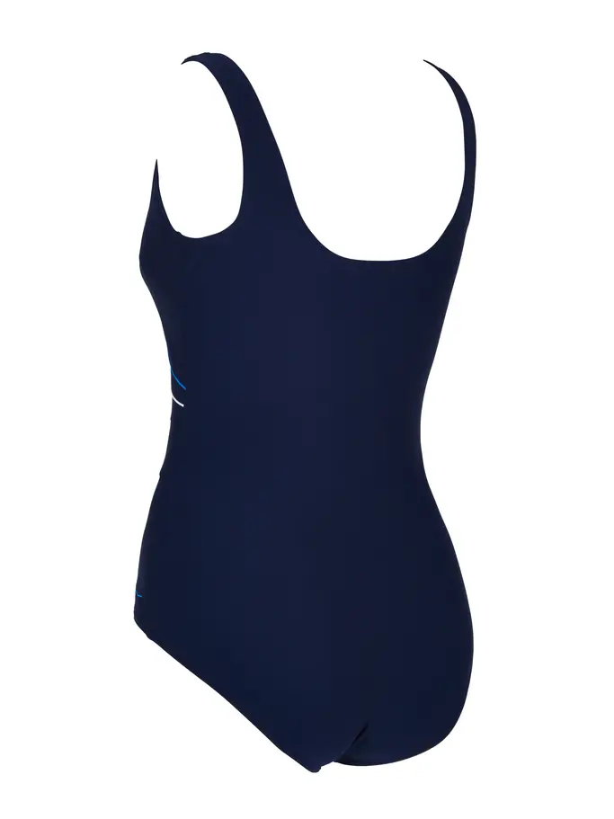 Sale,Clearance, view full size image of Front view of Product detail - Macmaster Scoopback One Piece Swimsuit blue/white