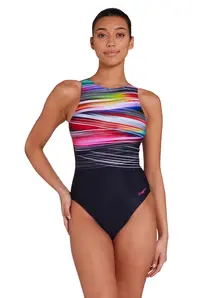 Display front view 1 of Product detail - Womens Prism Geo Hi Front Swimsuit PRIS